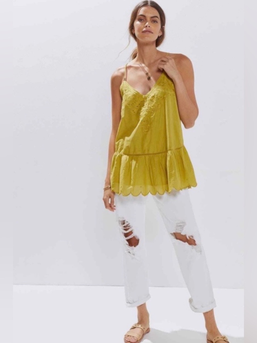 NWT Let Me Be by Anthropologie Lace Peplum Tank